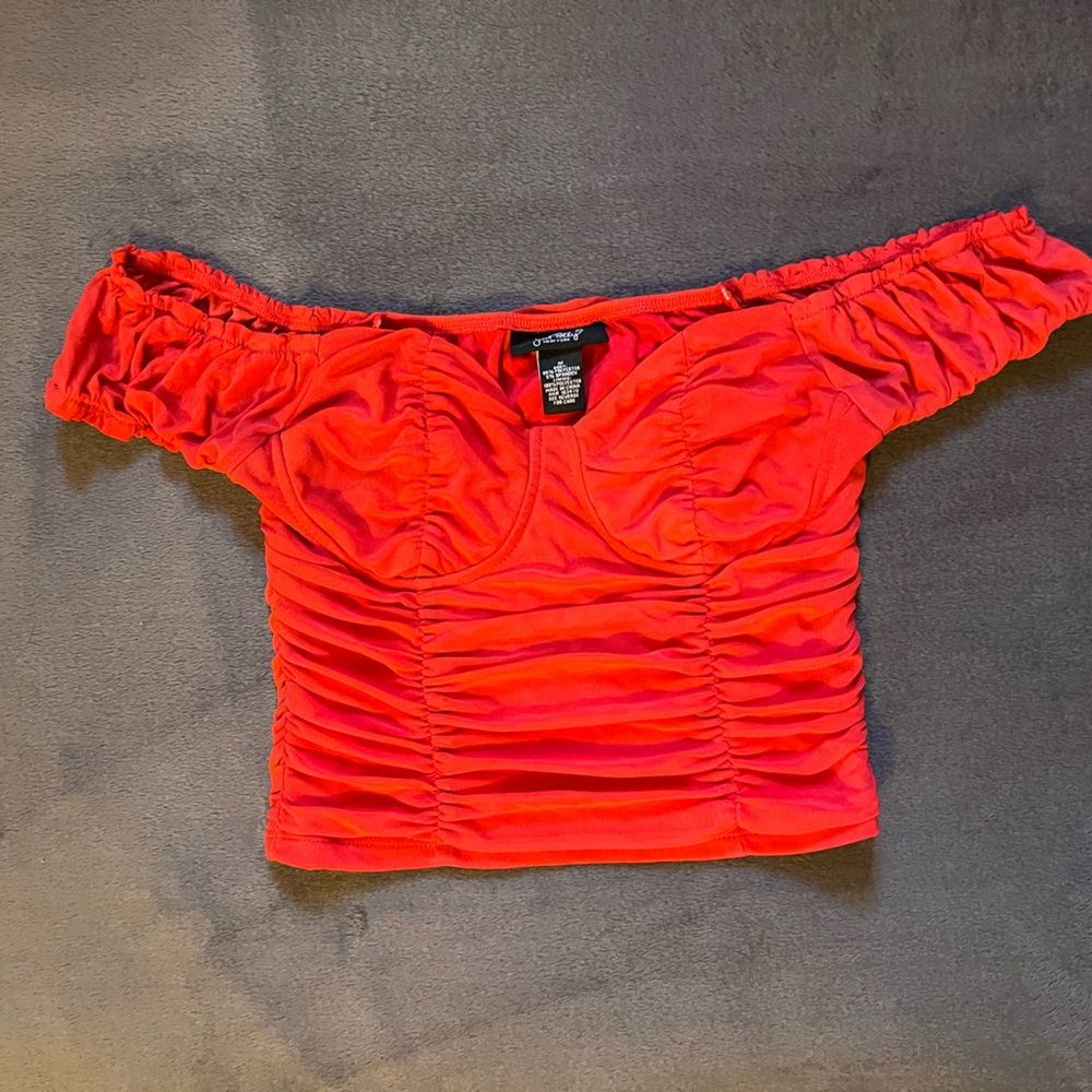 Just Polly Crop Top, Size M , Color Red